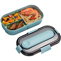 Caja Bento Con Cubiertos- ZoneYan Fiambrera Caja de Almuerzo para Microondas- Bento Box Con 3 Compartimentos y Cubiertos…